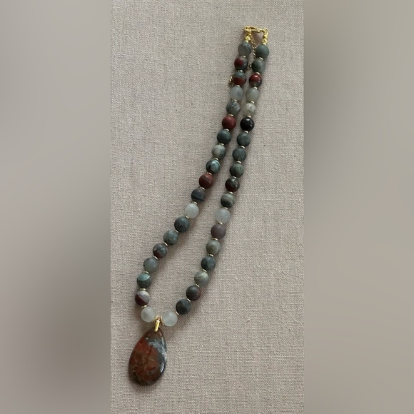 22-1/2 inch Matte Bloodstone bead Necklace NWOT - Picture 10 of 11